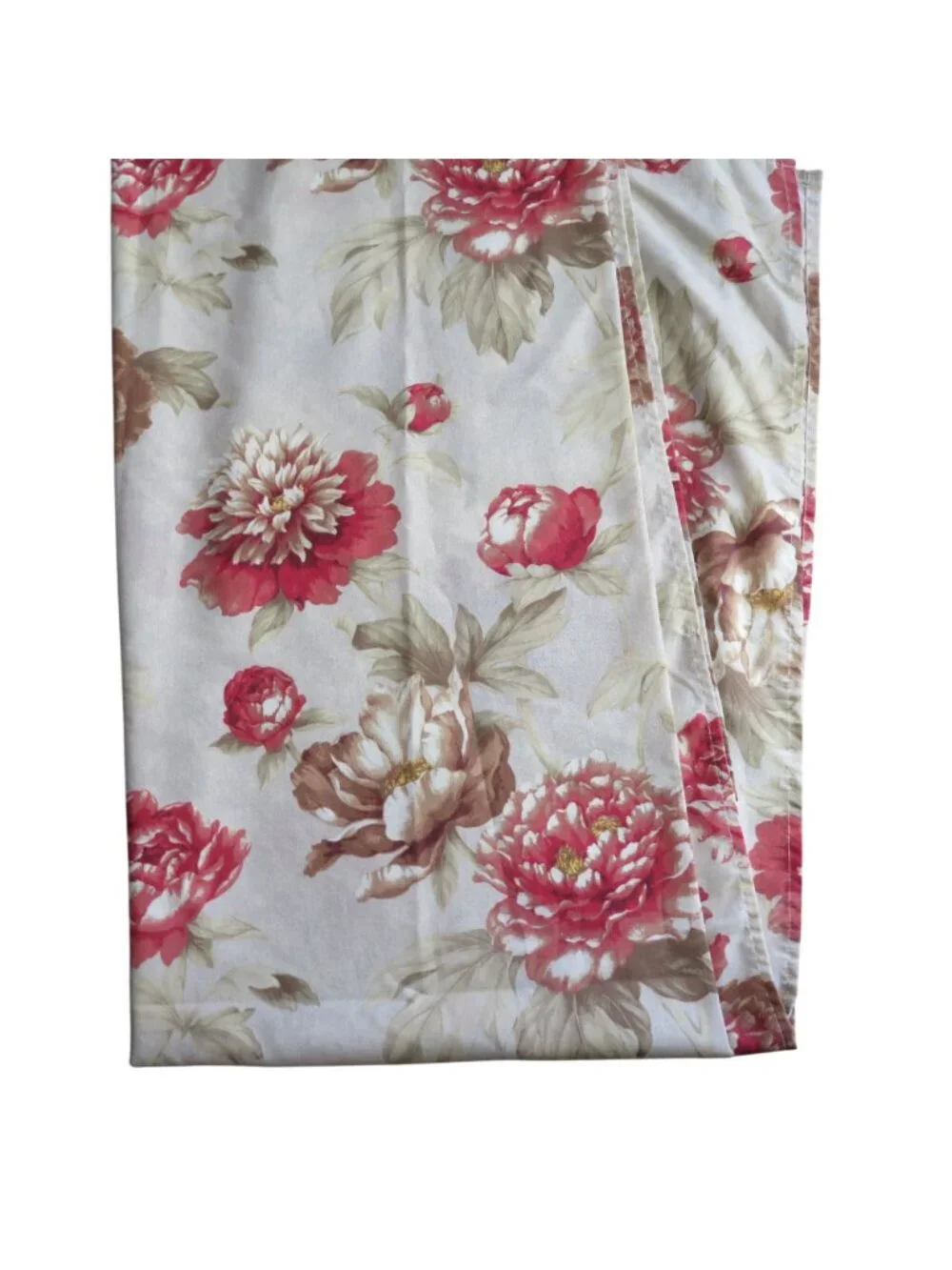 Vintage Floral Fabric Shower Curtain Beige Red 68